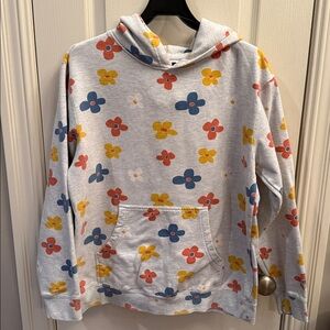 BSR by Samii Ryan Sweatshirt Womens S Gray Whimsical Flower Power Cotton Blend